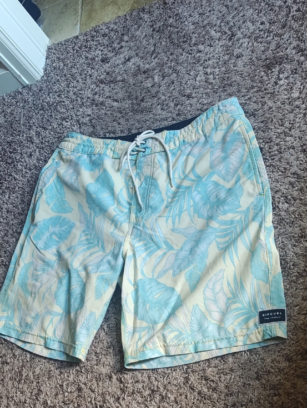 Rip Curl Light Blue and Cream Tropical Board Shorts